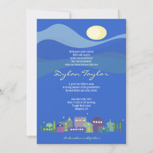 City of David Jewish Baby Naming Invitation Hébreu