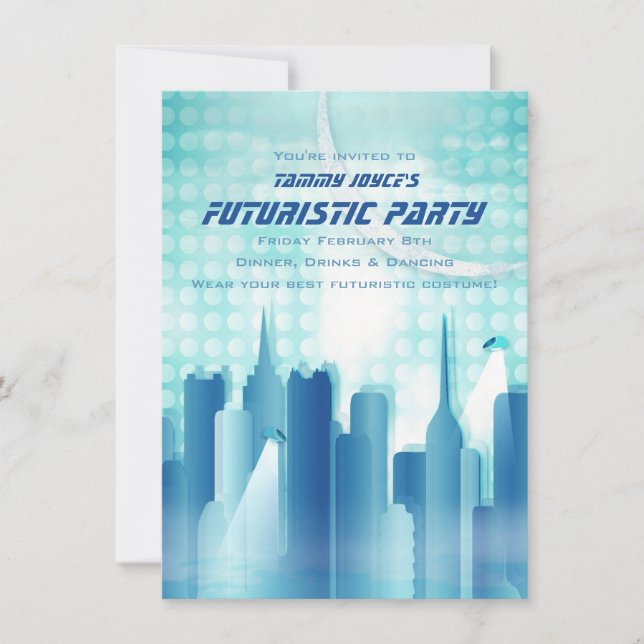 City Skyline Futuristic Party Invitation (Devant)