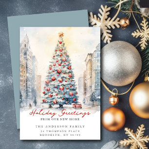 City Street Christmas Nouvelle adresse Faire-part