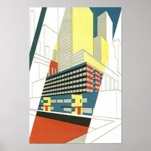 Cityscape Skyscrapers Architecture en béton Poster