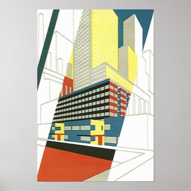 Cityscape Skyscrapers Architecture en béton Poster (Devant)