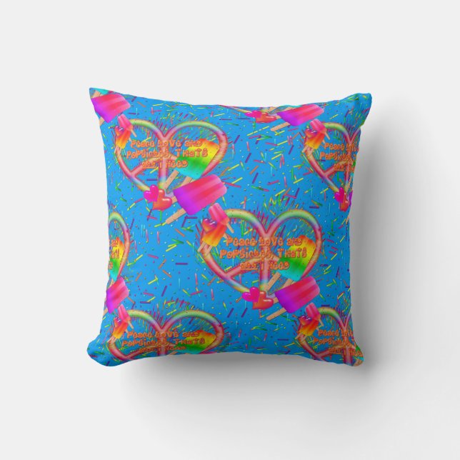 CKC-Peace, Love and Popsicle's-Blue Sq Coussin (Recto)