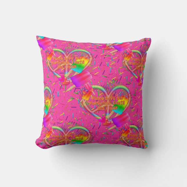 CKC-Peace, Love and Popsicle's-Pink Sq Coussin (Recto)
