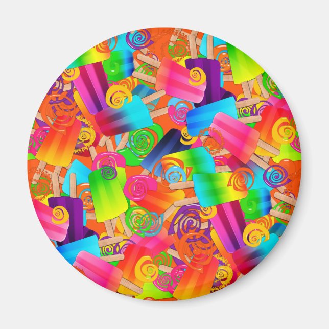 CKC Popsicle Swirls Orange-ROUND MAGNET (Devant)