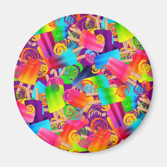 CKC Popsicle Swirls Purple-ROUND MAGNET (Devant)