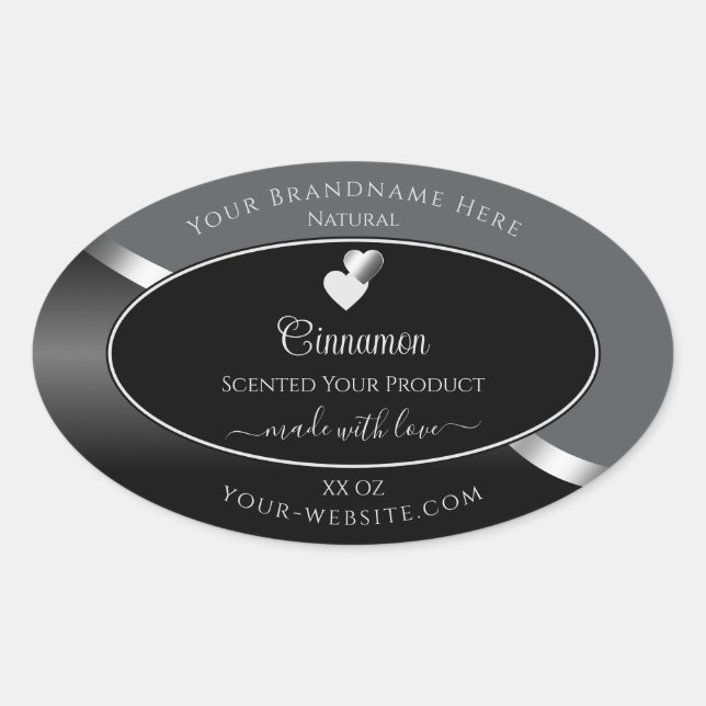 Clair gris noir Wavy Silver Hearts Étiquette produ (Devant)