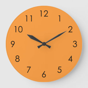 Clair orange Grand Noir Numéros Horloge murale