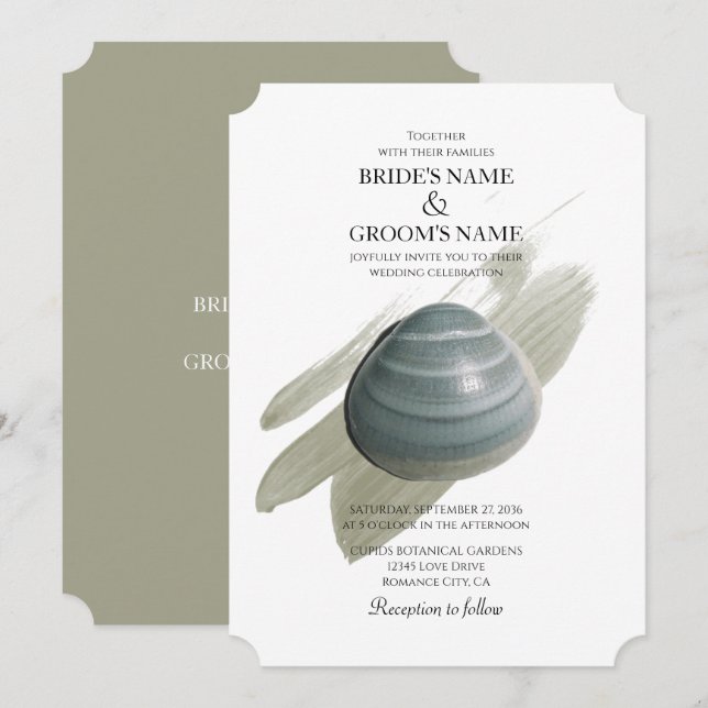 Clam Aquarelle Stroke Wedding Invitations (Devant / Derrière)