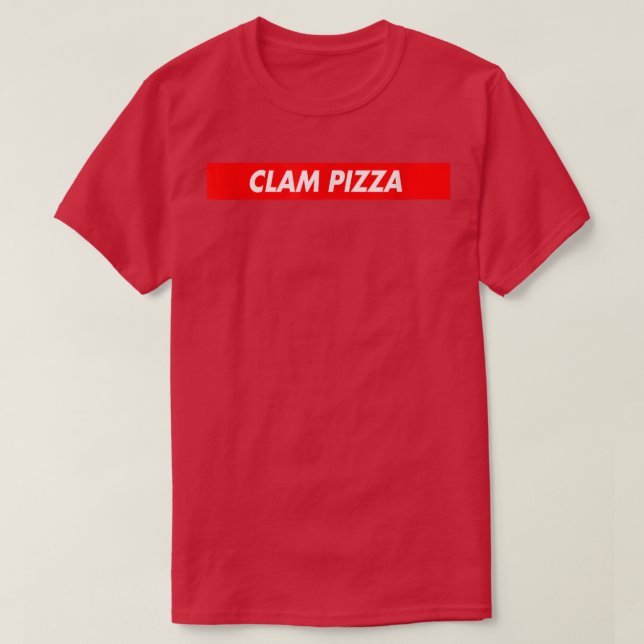 Clam Pizza Red Box Logo Funny T-Shirt (Design devant)