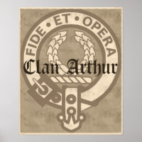 Clan Arthur Crest Badge Sepia Poster