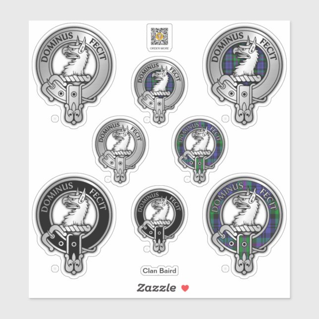 Clan Baird Crest & Tartan Sticker (Feuille)