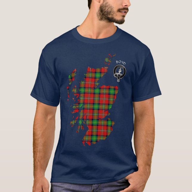 Clan Boyd Tartan Carte et T-shirt Crest (Devant)
