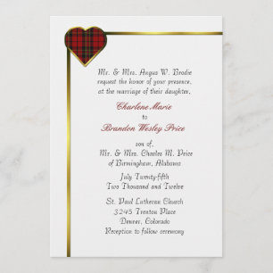 Clan Brodie Plaid Heart Faire-part de mariage