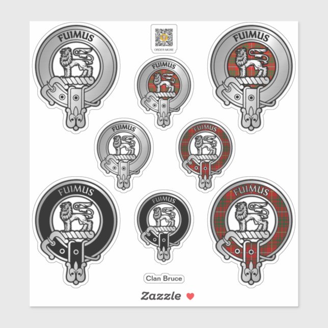Clan Bruce Crest & Sticker Tartan (Feuille)