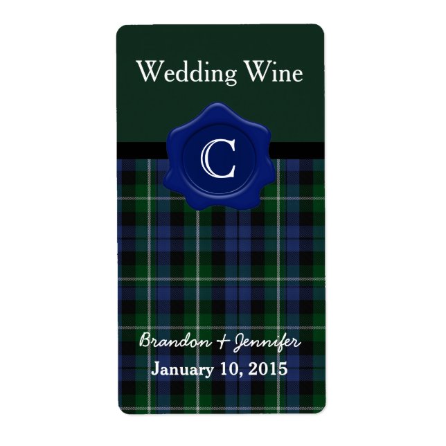 Clan Campbell Plaid Mariage Mini Étiquettes de vin (Devant)