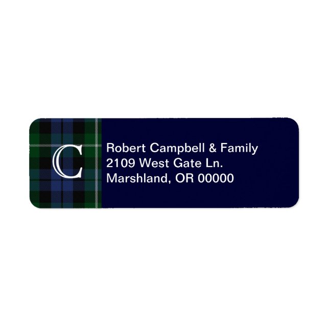 Clan Campbell Plaid Monogram Custom Étiquette de a (Devant)