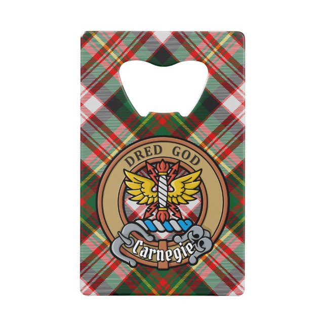 Clan Carnegie Crest sur la robe Tartan (Devant)