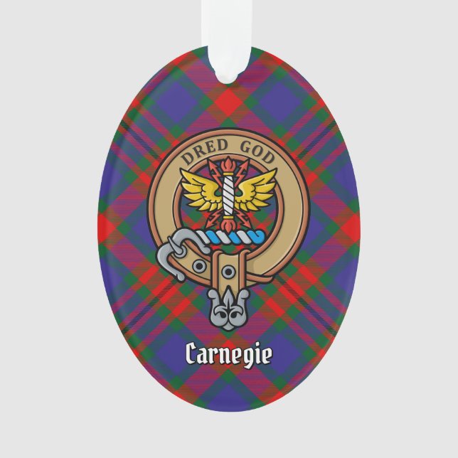 Clan Carnegie Crest sur Tartan (devant)