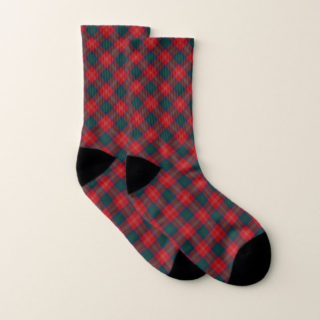 Clan Chisholm Tartan Chaussettes carrées rouges et (Paire)