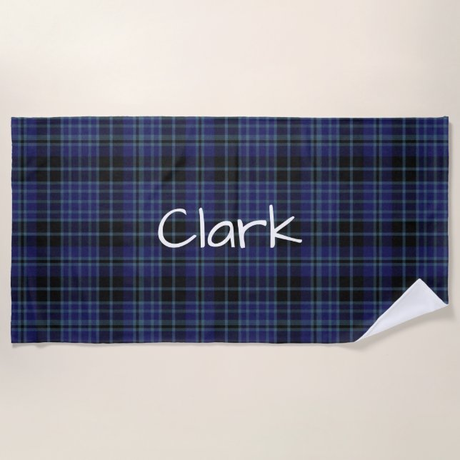 Clan Clark Tartan Plaid Beach Serviette (Devant)