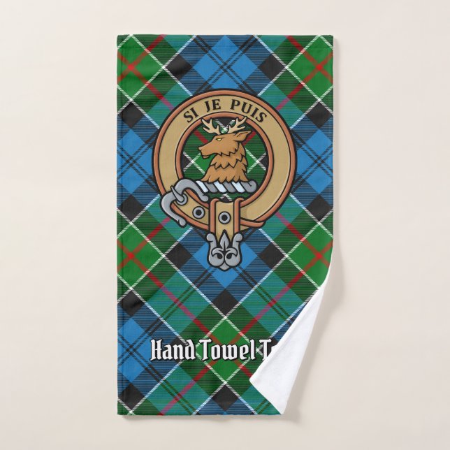 Clan Colquhoun Crest sur Tartan (Serviette à main)