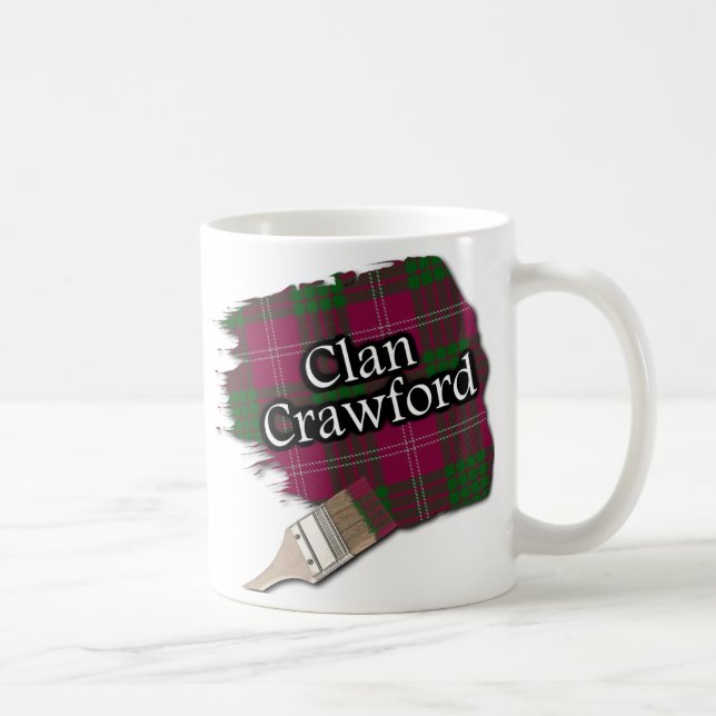 Clan Crawford Tartan Paint Brush Cup Mug (Droite)