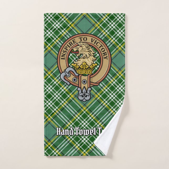 Clan Currie Lion Crest sur Tartan (Serviette à main)
