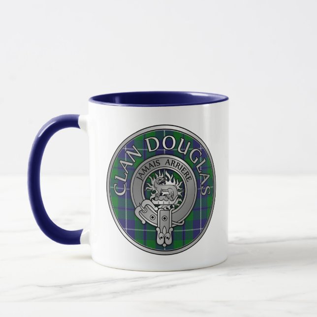Clan Douglas Crest & Tartan Mug (Gauche)