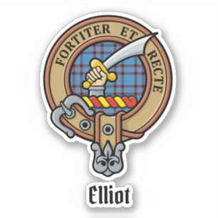Clan Elliot Crest sur l'Ancien Sticker Tartan