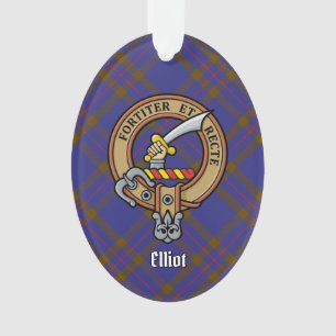 Clan Elliot Crest sur l'ornement Tartan moderne