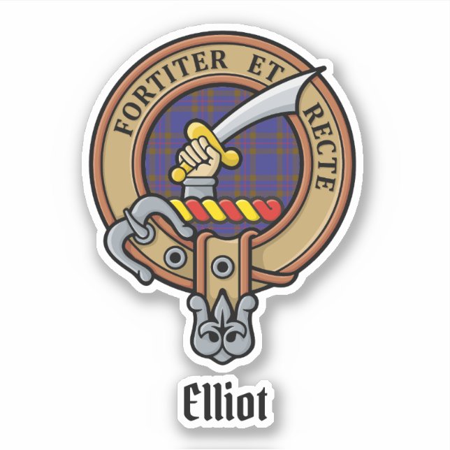 Clan Elliot Crest sur Sticker Tartan moderne (Devant)
