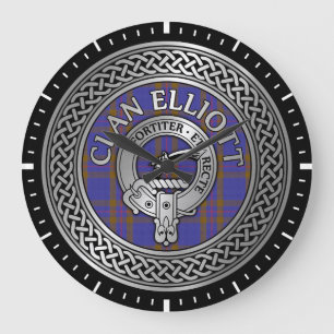 Clan ELLioTT Crest & Tartan Knot Grande horloge