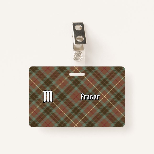 Clan Fraser Chasse Badge Tartan Patiné (Devant avec clip)