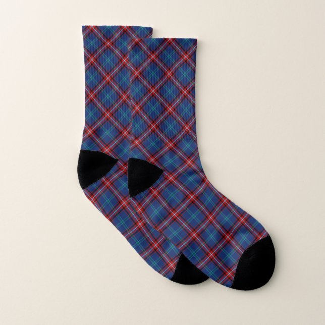 Clan Glenn - Glynn Tartan Blue Plaid Motif (Paire)
