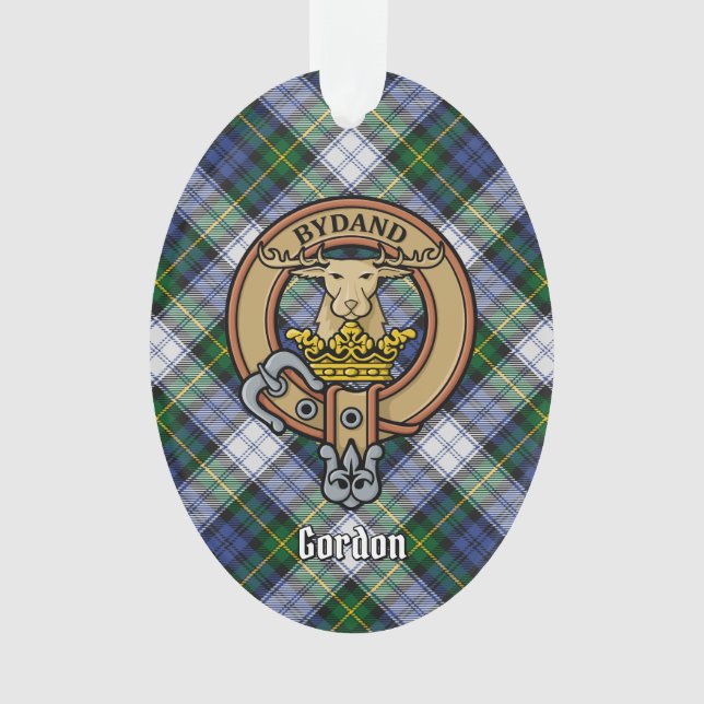 Clan Gordon Crest sur la robe Tartan Orament (devant)
