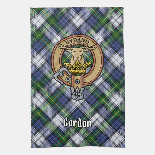 Clan Gordon Crest sur robe Tartan Serviette de cui (Vertical)