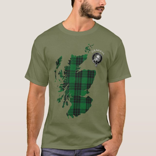 Clan Graham Tartan Carte et T-shirt Crest (Devant)