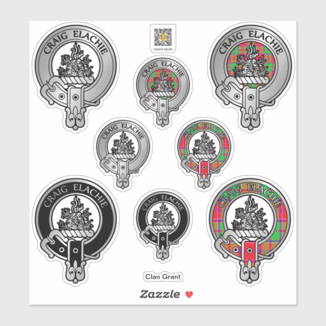 Clan Grant Crest & Tartan Sticker (Feuille)