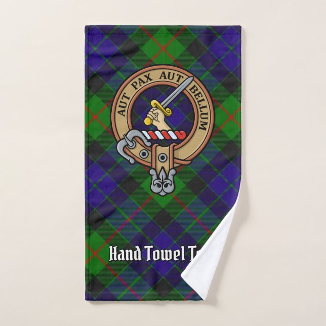 Clan Gunn Crest sur Tartan (Serviette à main)