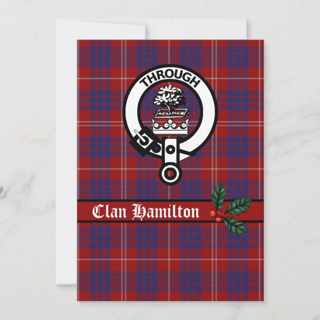 Clan Hamilton Crest et Tartan Christmas Card (Devant)