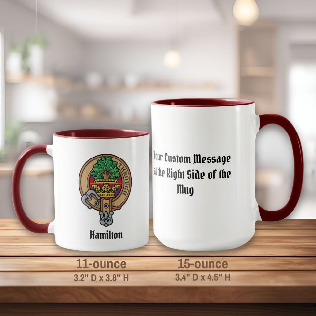 Clan Hamilton Crest sur la Mug Tartan Rouge (Créateur téléchargé)