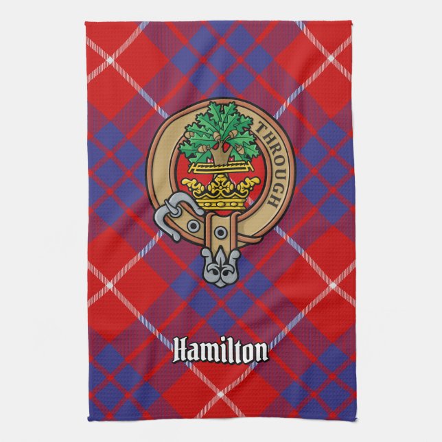 Clan Hamilton Crest sur la serviette de cuisine Ta (Vertical)