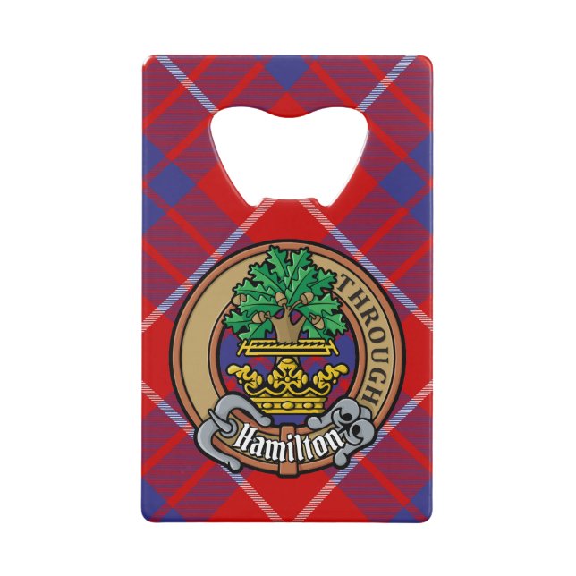 Clan Hamilton Crest sur Red Tartan (Devant)