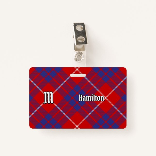 Clan Hamilton Red Tartan Badge (Devant avec clip)