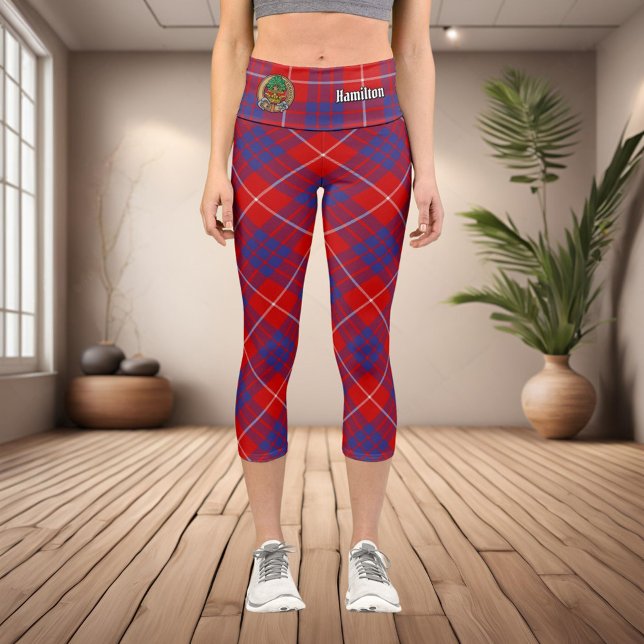 Clan Hamilton Red Tartan Capri Leggings (Créateur téléchargé)