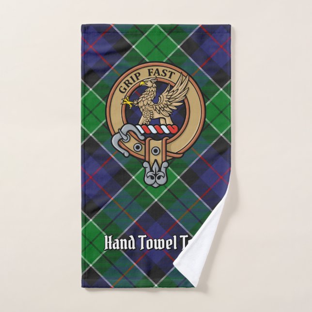 Clan Leslie Crest sur la chasse Tartan (Serviette à main)