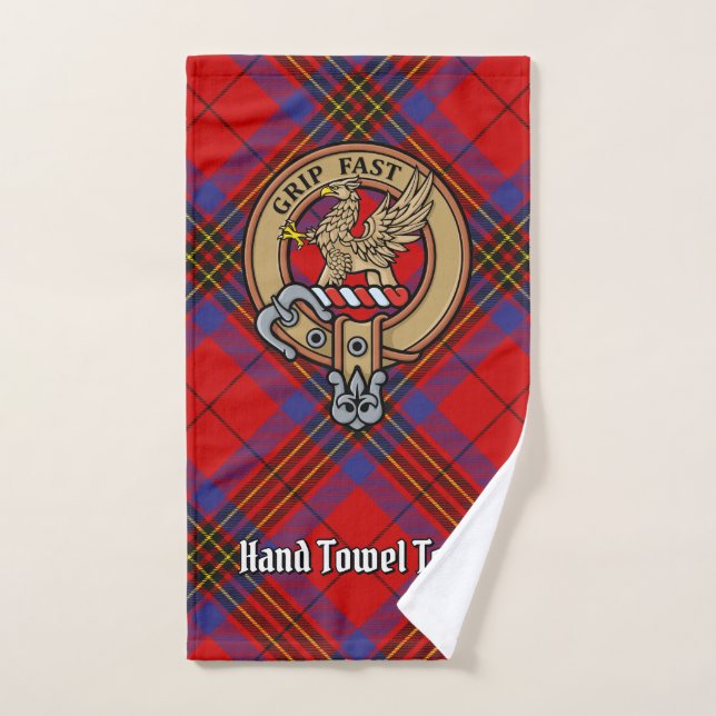 Clan Leslie Crest sur Red Tartan (Serviette à main)