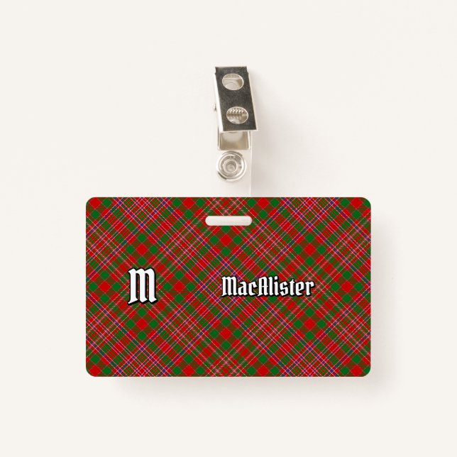 Clan MacAlister Badge Tartan (Devant avec clip)