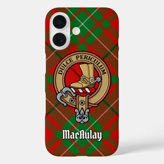 Clan MacAulay Crest sur Tartan coque iphone (Verso)