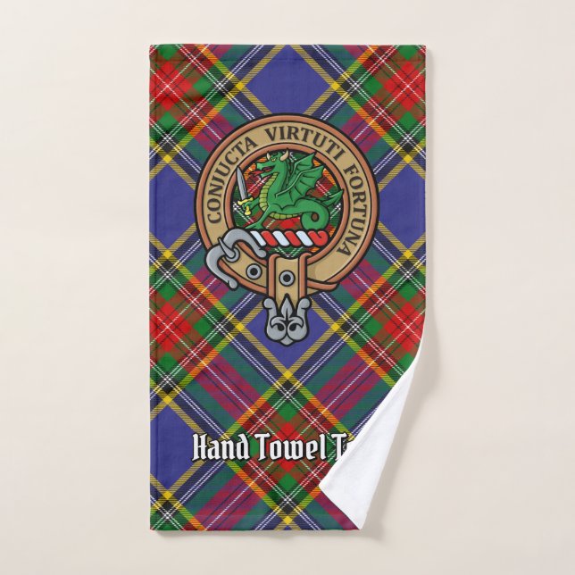 Clan MacBeth Crest sur Tartan (Serviette à main)